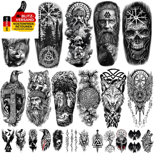 Wikinger temporäre tattoos - wikinger,